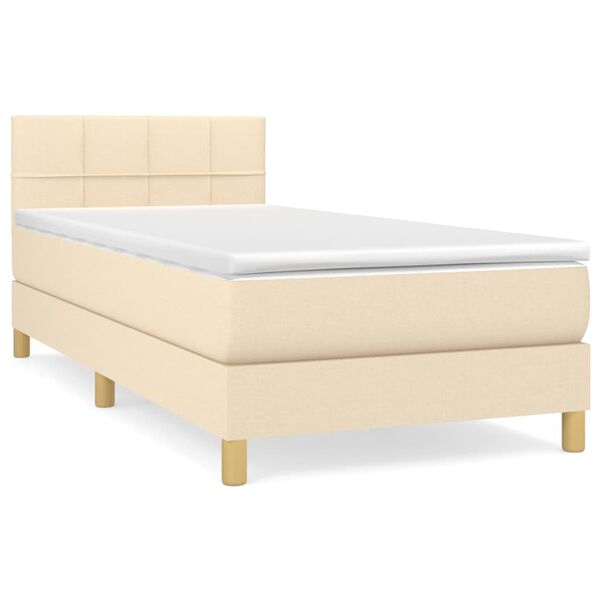 vidaXL Sommier &agrave; lattes de lit avec matelas Cr&egrave;me 80x200 cm Tissu