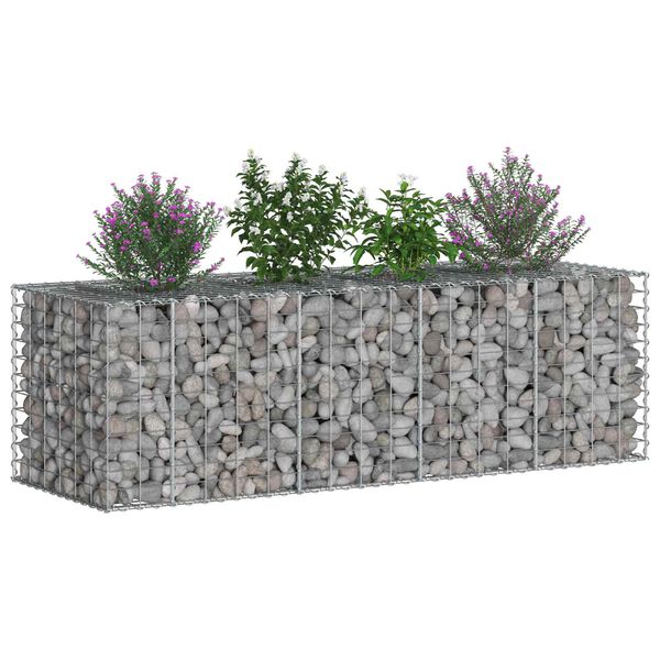 vidaXL Lit sur&eacute;lev&eacute; gabion Argent&eacute; 180 x 60 x 55 cm Acier galvanis&eacute;