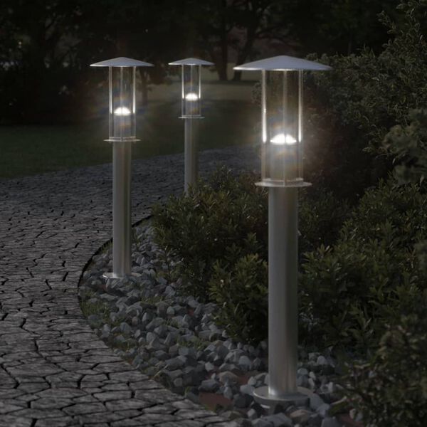 vidaXL Lampadaire d'extérieur argenté 60 cm acier inoxydable