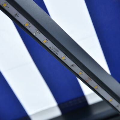 vidaXL Auvent avec capteur de vent et LED 500x300 cm Bleu et blanc