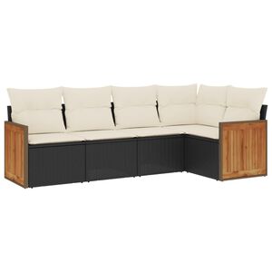 vidaXL Salon de jardin 5 pcs avec coussins noir r&eacute;sine tress&eacute;e