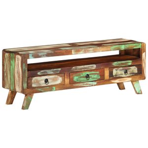vidaXL Meuble TV Multicolore 110x30x40 cm Bois massif de r&eacute;cup&eacute;ration