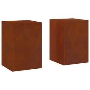 vidaXL Support de Plante 2 pc Rouill&eacute; 24 x 24 x 35 cm Acier patin&eacute;