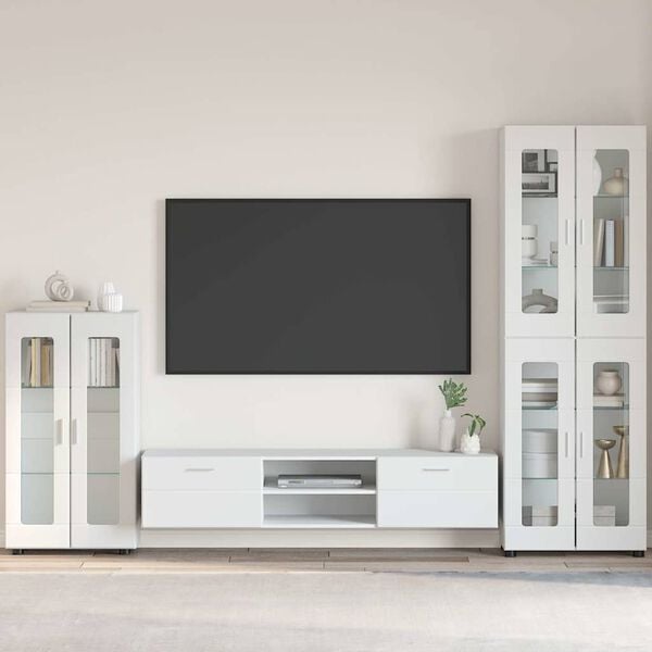 vidaXL Buffet avec &eacute;tag&egrave;re FLORIN Blanc brillant 55,5 x 29 x 103 cm