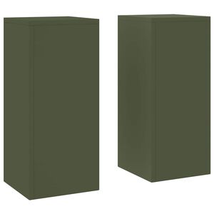 vidaXL Support de Plante 2 pcs Vert olive 24 x 24 x 55 cm Acier