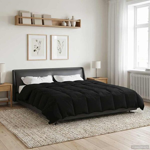 vidaXL Duvet complet toute l'ann&eacute;e Noir 200 x 200 cm Microfibre