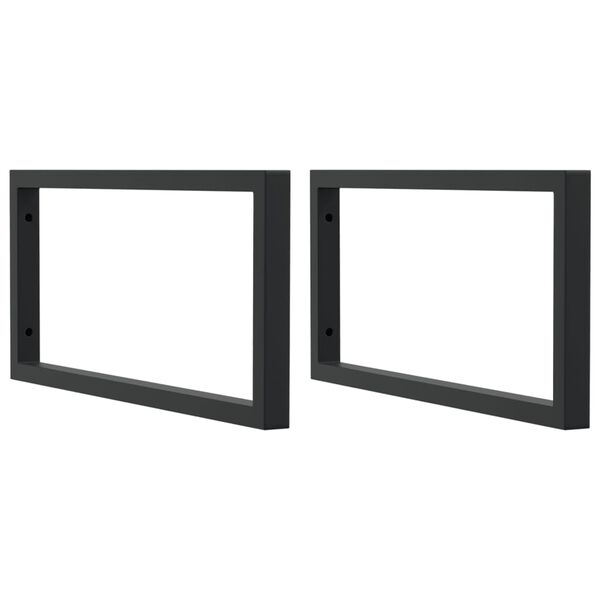 vidaXL Supports d'&eacute;tag&egrave;res pour lavabo 2 pcs noir rectangulaire acier