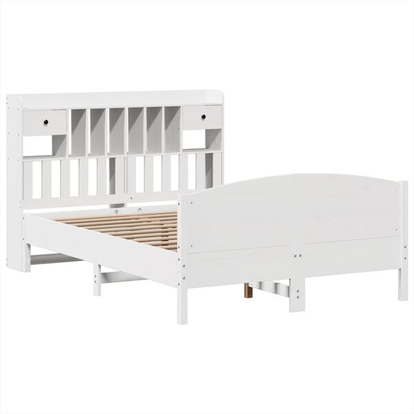 vidaXL Lit biblioth&egrave;que sans matelas blanc 140x190 cm bois pin massif