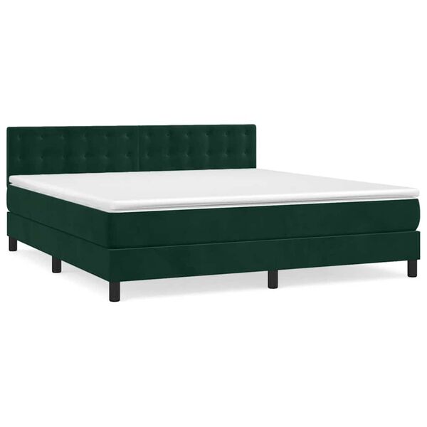 vidaXL Sommier &agrave; lattes de lit et matelas Vert fonc&eacute; 160x200cm Velours