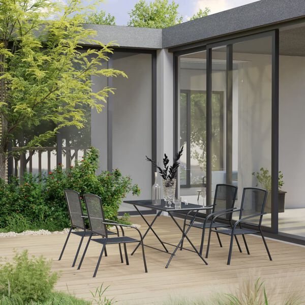vidaXL Ensemble &agrave; manger de jardin 5 pcs Acier Anthracite