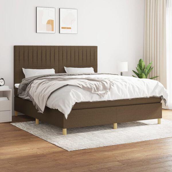 vidaXL Sommier &agrave; lattes de lit avec matelas Marron fonc&eacute; 160x200 cm