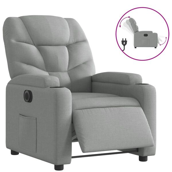 vidaXL Fauteuil inclinable &eacute;lectrique Gris clair Tissu