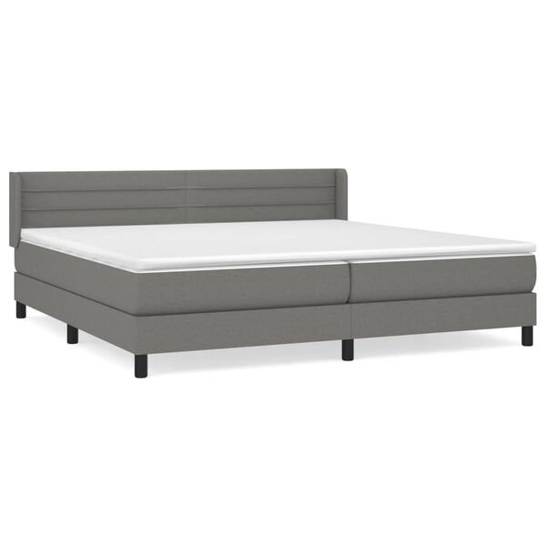 vidaXL Sommier &agrave; lattes de lit avec matelas Gris fonc&eacute; 200x200cm Tissu