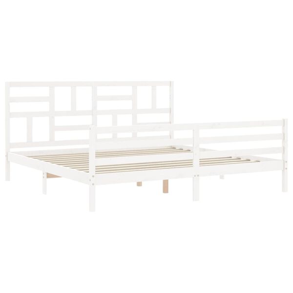 vidaXL Cadre de lit sans matelas blanc 200x200 cm bois massif