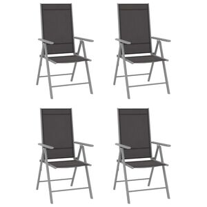 vidaXL Chaises de jardin pliables lot de 4 Textil&egrave;ne Noir