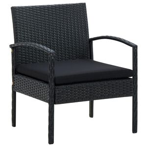 vidaXL Chaise de jardin avec coussin R&eacute;sine tress&eacute;e Noir