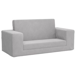 vidaXL Canap&eacute;-lit enfants 2 places gris clair peluche douce