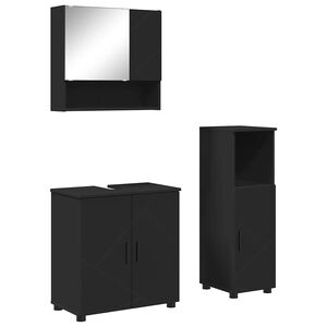 vidaXL Ensemble de mobilier de salle de bain Montage mural 3 pcs Noir