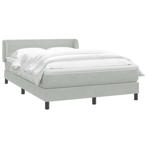 vidaXL Sommier &agrave; lattes de lit et matelas gris clair 160x210cm velours