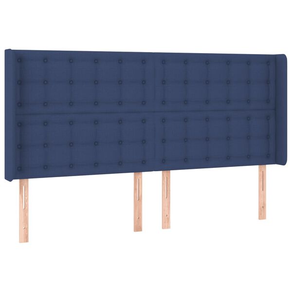 vidaXL T&ecirc;te de lit &agrave; LED Bleu 203x16x118/128 cm Tissu