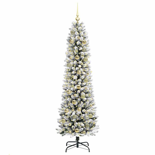 vidaXL Sapin de Noël artificiel Blanc 180 cm PVC, métal et plastique