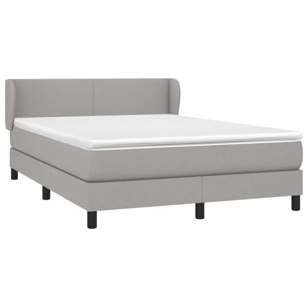 vidaXL Sommier &agrave; lattes de lit avec matelas Gris clair 140x190cm Tissu