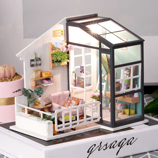 Robotime Kit miniature de bricolage Balcony Daydreaming avec LED