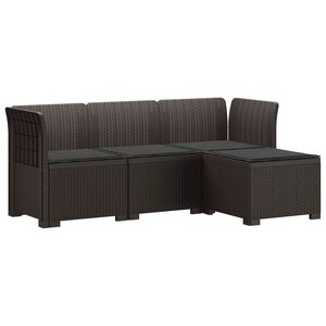 vidaXL Canap&eacute; de jardin 4 places avec coussins style rotin PP Marron