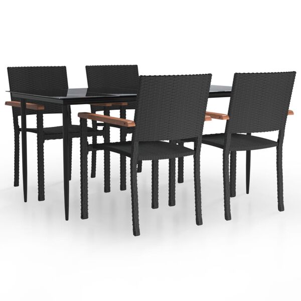 vidaXL Ensemble à manger de jardin 5 pcs Noir Résine tressée