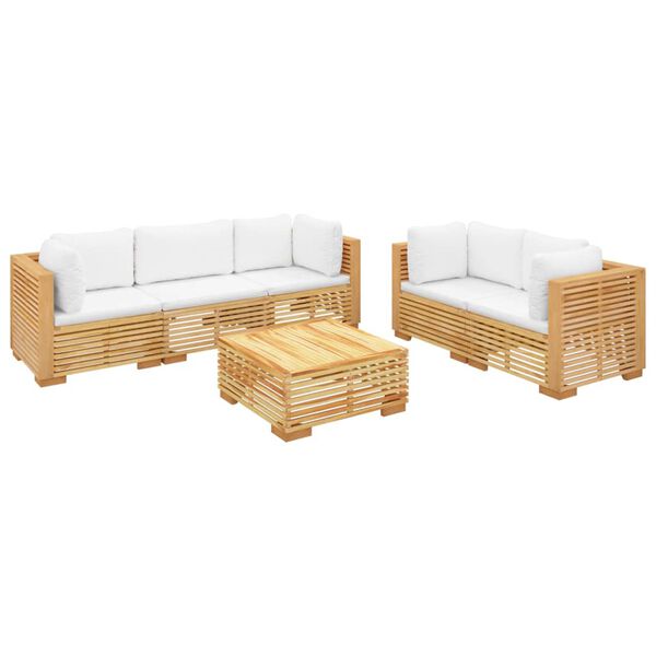 vidaXL Salon de jardin 6 pcs avec coussins Bois de teck solide
