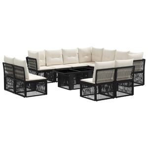 vidaXL Ensemble de canap&eacute; de jardin 12 pc Noir polyrotin