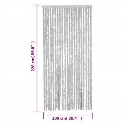 vidaXL Rideau anti-mouches gris 100x220 cm chenille