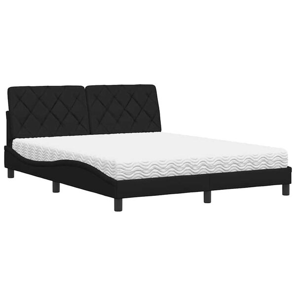 vidaXL Lit avec matelas noir 160x200 cm tissu