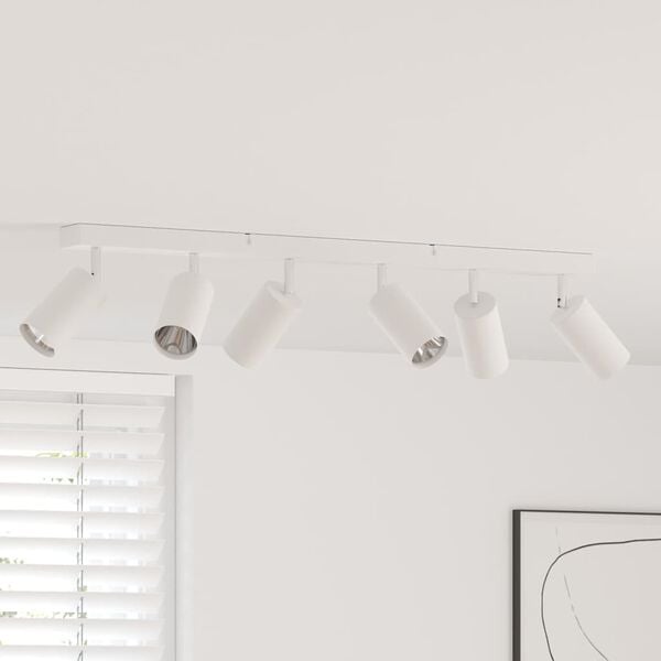 vidaXL Spot de plafond avec des projecteurs Blanc 73 x 6 x 16 cm M&eacute;tal