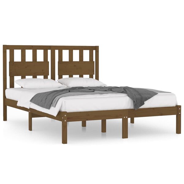 vidaXL Cadre de lit sans matelas marron miel bois massif 200x200 cm