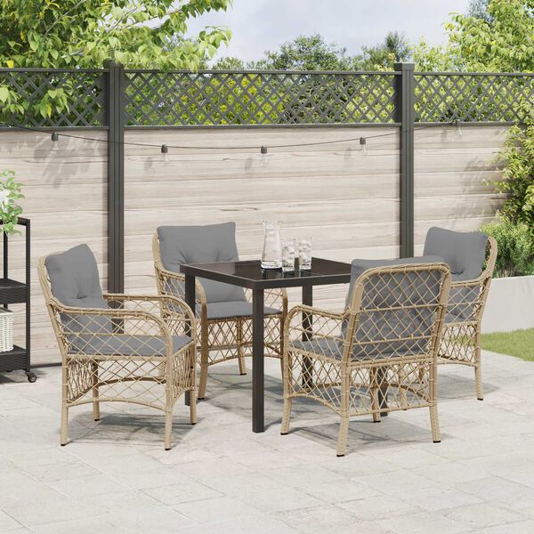 vidaXL Ensemble de salle &agrave; manger pour jardin 5 pcs Beige polyrotin