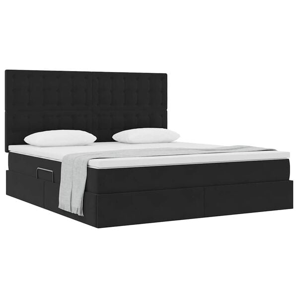 vidaXL Lit avec rangement et matelas Noir 160 x 200 cm Velours