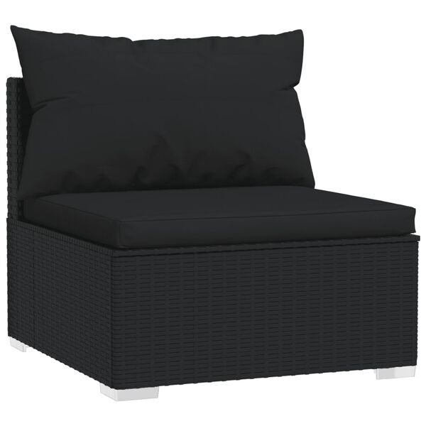 vidaXL Salon de jardin 9 pcs avec coussins R&eacute;sine tress&eacute;e Noir