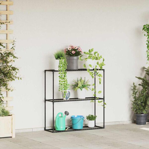 vidaXL Support de plantes &agrave; 3 niveaux Noir 100 x 32 x 102 cm Acier