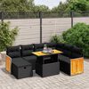 vidaXL Salon de jardin 8 pcs avec coussins noir r&eacute;sine tress&eacute;e