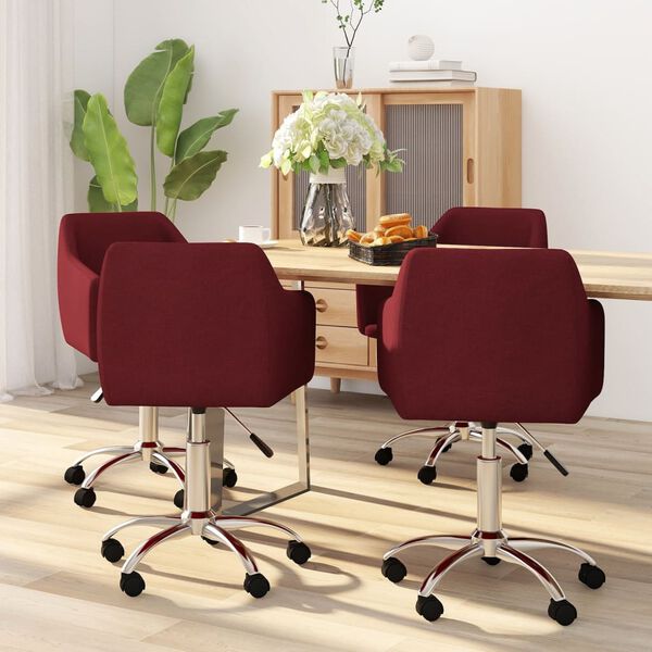 vidaXL Chaises pivotantes &agrave; manger lot de 4 Rouge bordeaux Tissu