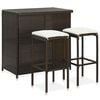 vidaXL Ensemble de bar 3 pcs R&eacute;sine tress&eacute;e Marron