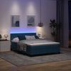 vidaXL Lit &agrave; ressort LED avec matelas Bleu fonc&eacute; 160 x 200 cm Velours