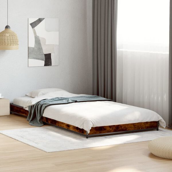 vidaXL Cadre de lit sans matelas ch&ecirc;ne fum&eacute; 75x190 cm