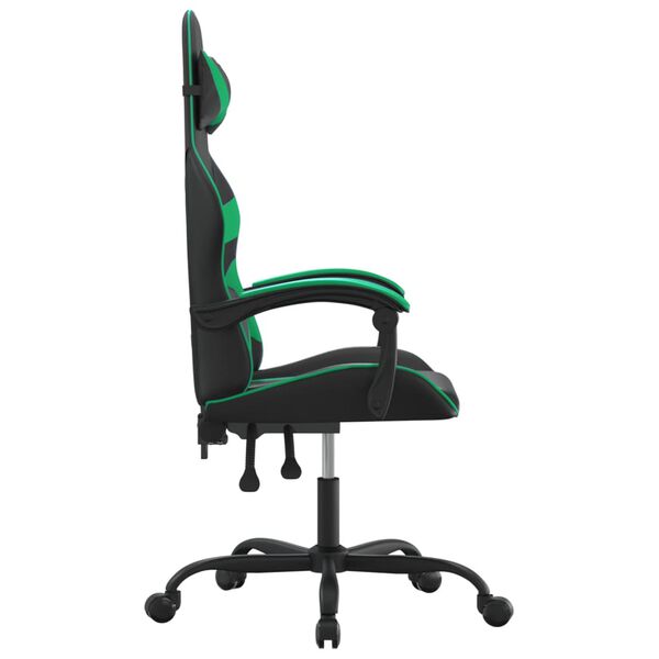 vidaXL Chaise de jeu pivotante Noir et vert Similicuir