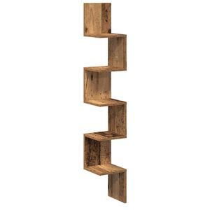 vidaXL &Eacute;tag&egrave;re d'angle murale vieux bois 20x20x127,5 cm