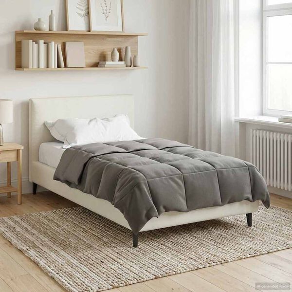 vidaXL Duvet d'&eacute;t&eacute; simple Matelass&eacute; Gris clair 140 x 200 cm Microfibre
