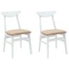vidaXL Chaises de salle &agrave; manger 2 pc Bois de Caoutchouc Massif Blanc