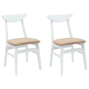 vidaXL Chaises de salle &agrave; manger 2 pc Bois de Caoutchouc Massif Blanc