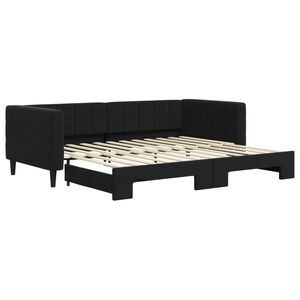 vidaXL Lit de jour avec gigogne sans matelas noir 90x200 cm
